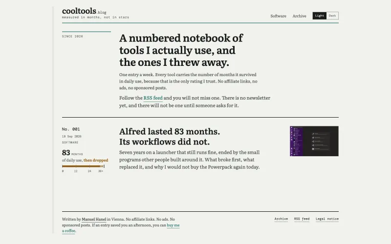 Screenshot von cooltools.blog